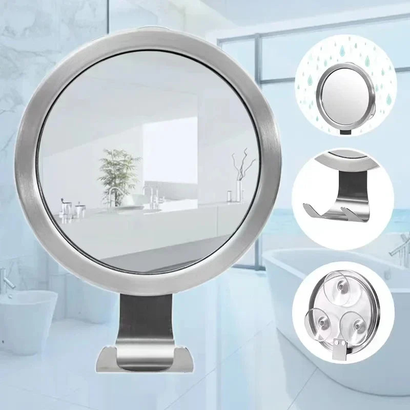 Anti-Fog Shower Mirror with Suction Cup & Shaver Holder