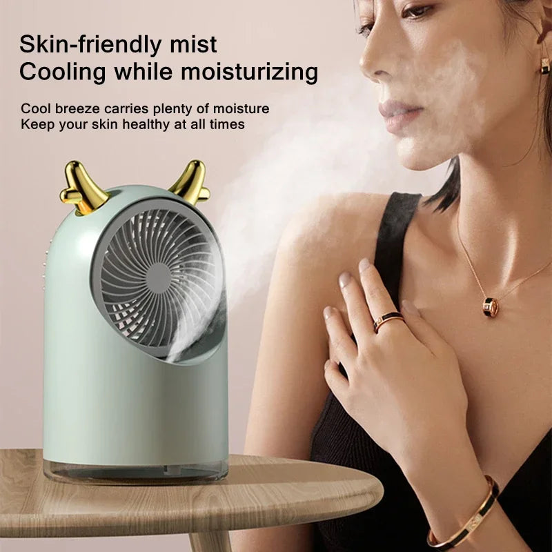 Portable USB Water Mist Fan – 3-Speed Quiet Cooling | URGGU