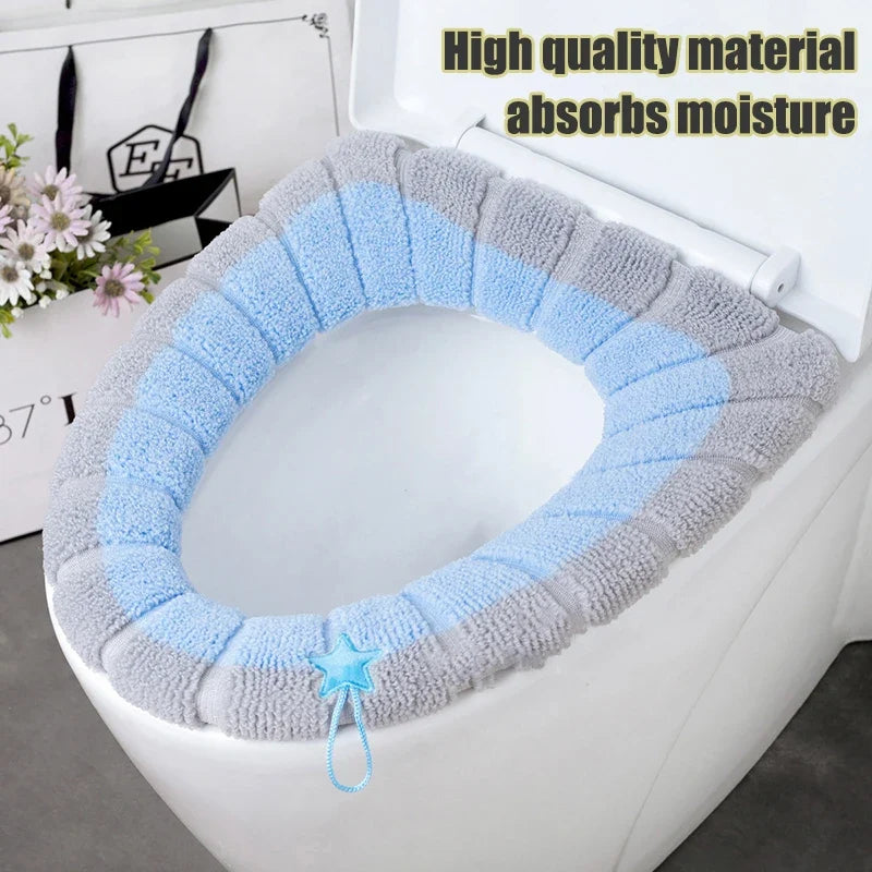 Stitched Portable Knitted Toilet Mat Thickened Washable Antifreeze