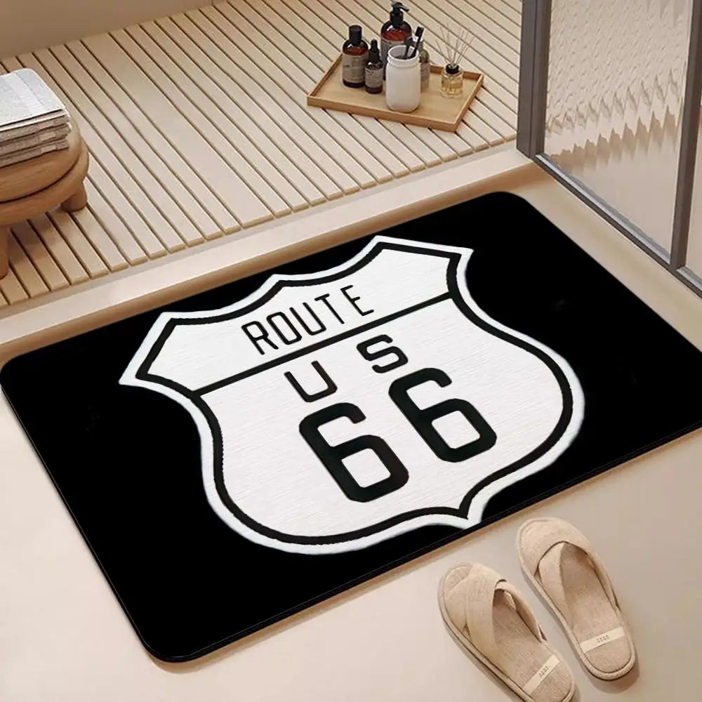 Route 66 Diatomite Bath Mat – Quick-Dry Anti-Slip Floor Mat
