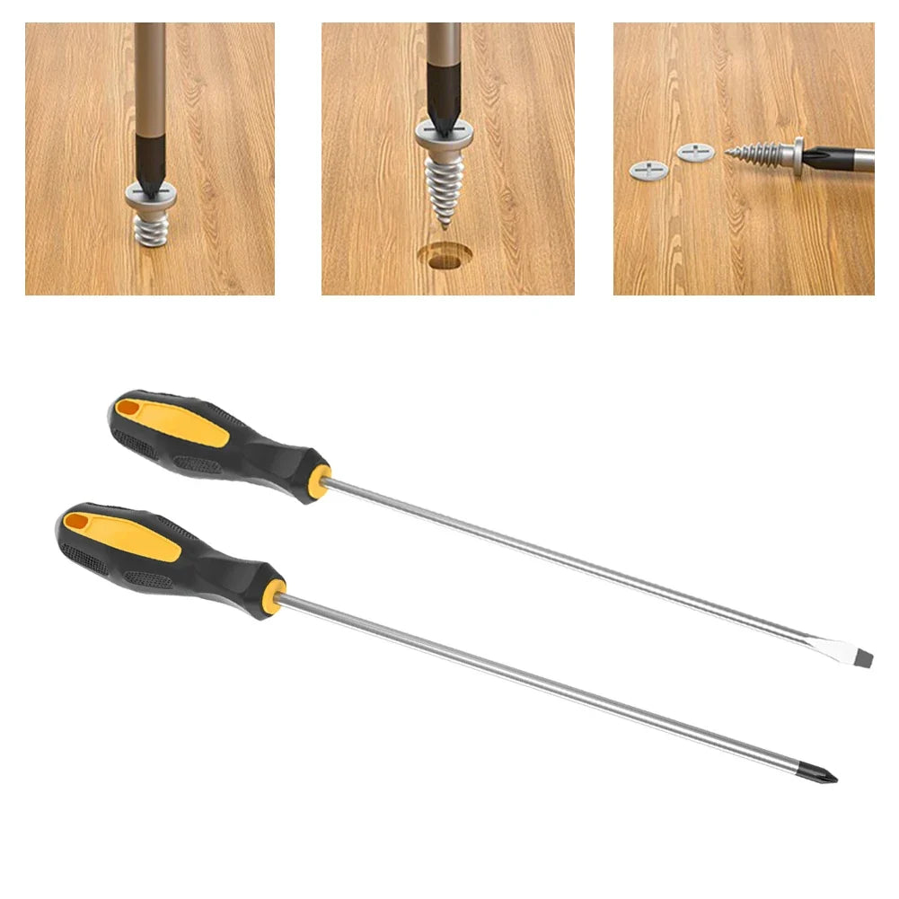 250mm Magnetic Screwdriver – Slotted & Cross Head, Rubber Grip