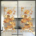 3D Koi & Golden Lotus Glass Door Sticker | Chinese PVC Decal
