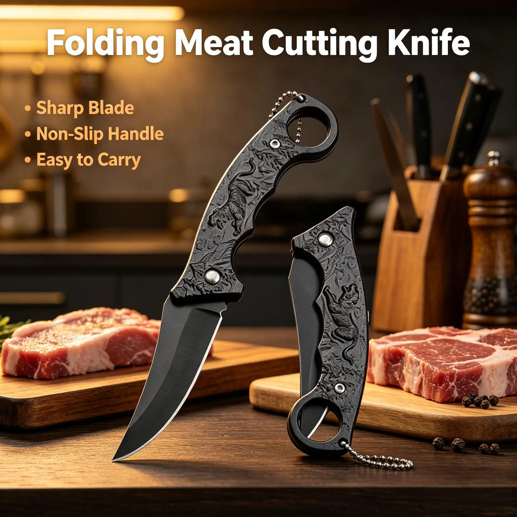 Folding Pocket Knife – Tiger Motif Steel Blade EDC Outdoor
