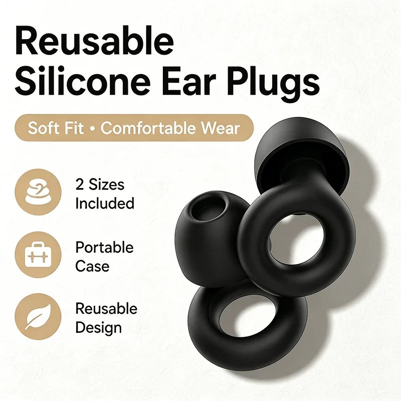 Reusable Silicone Ear Plugs – Noise Reduction for Sleep & Swim