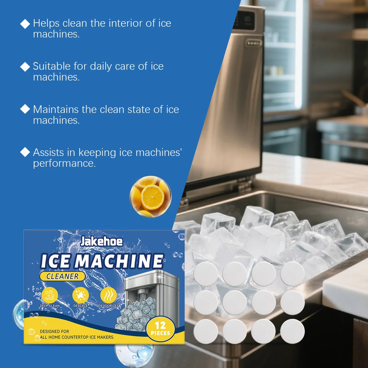 Ice Maker Cleaning Tablets | Descaler & Deodorizer 12 Pack