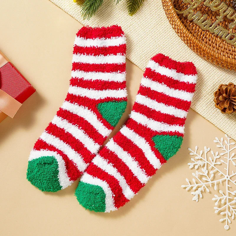 Kids' Christmas Coral Fleece Socks | Santa & Elk 6-Pack