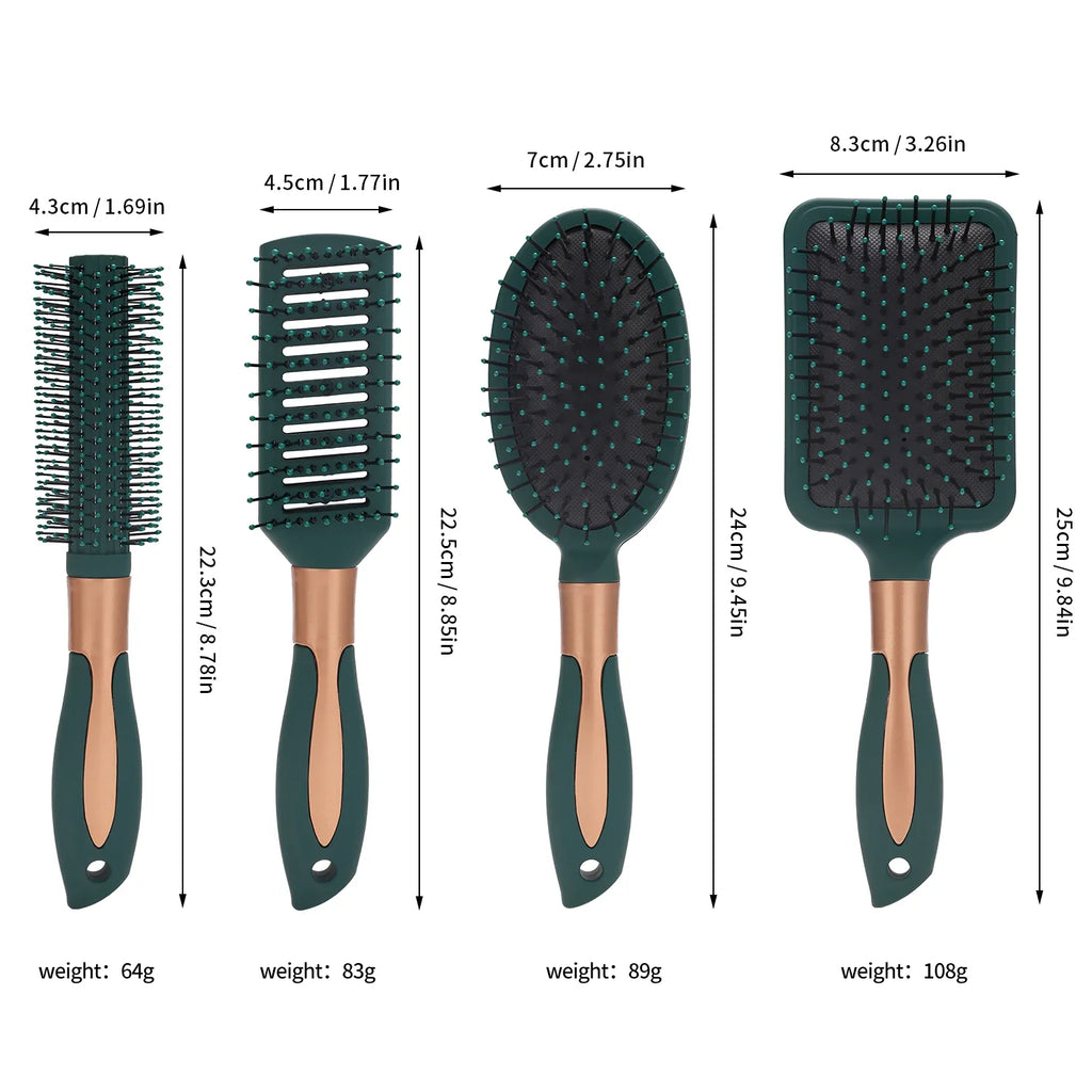 Anti-Static Hair Brush Set – Detangling, Oval & Vent
