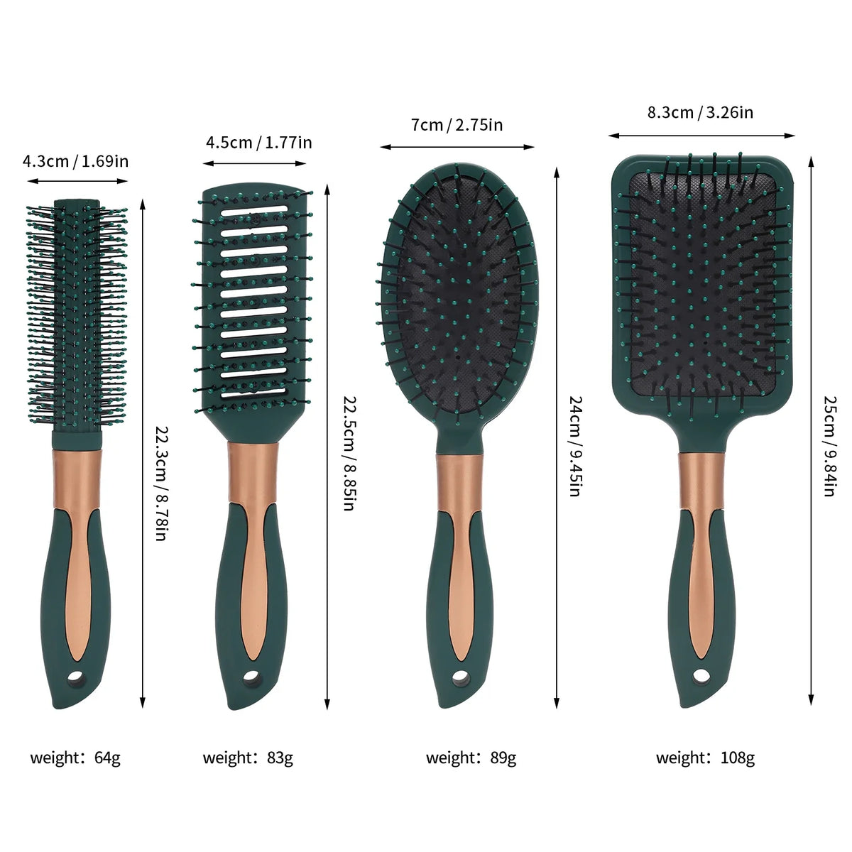 Anti-Static Hair Brush Set – Detangling, Oval & Vent