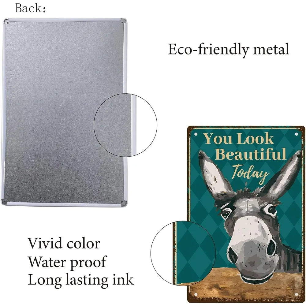 Donkey Vintage Tin Sign – Retro Wall Plaque for Home & Garage