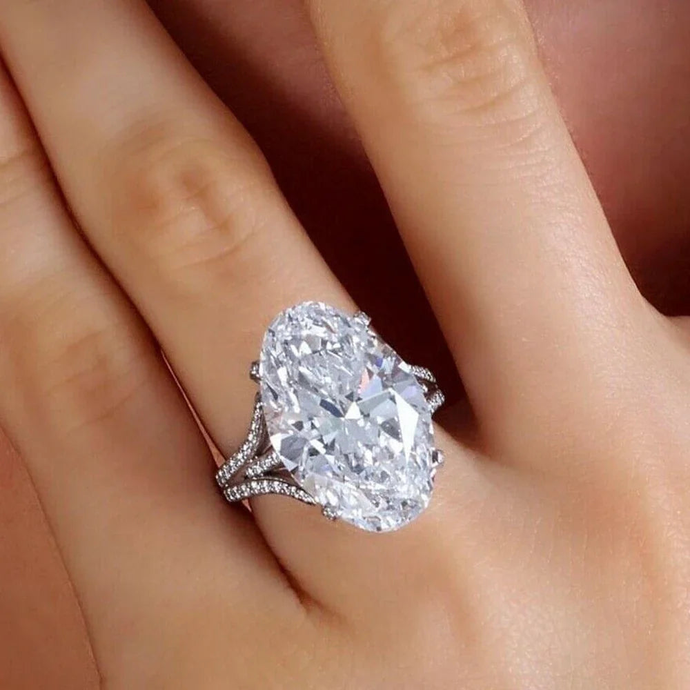 Huitan Oval CZ Ring – Women's Classic Wedding Band | Sizes 5–14