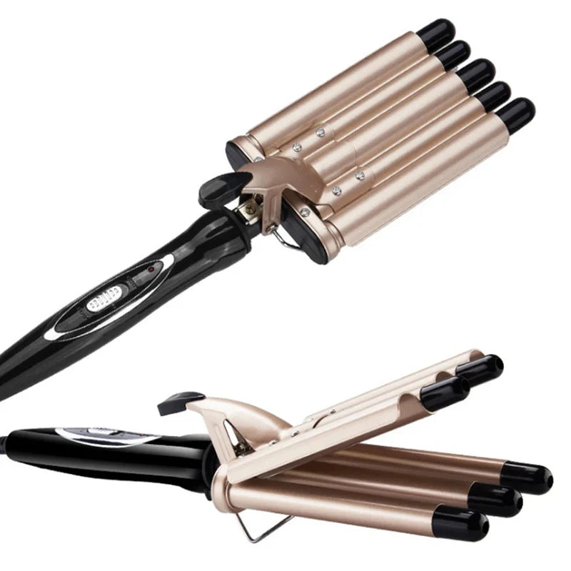 5-Barrel Ceramic Curling Iron | Water Ripple Waves & Egg Roll Curls