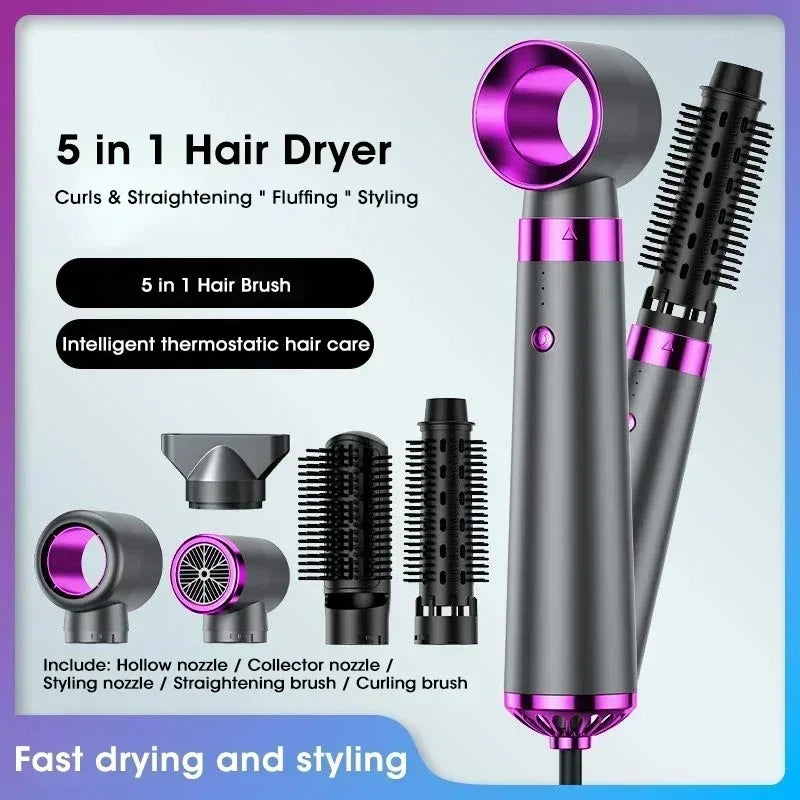 5-in-1 Negative Ion Hair Dryer Styler Straightener Curler