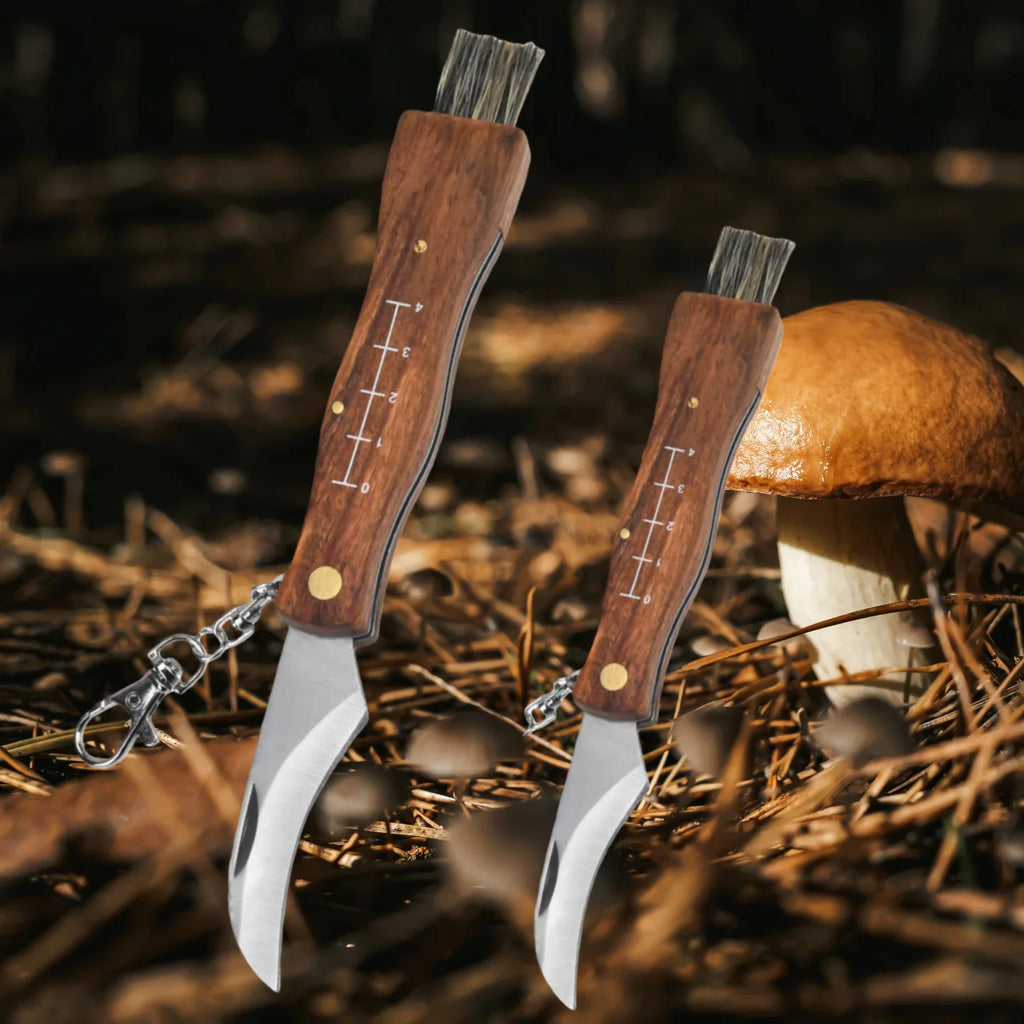 Mini Mushroom Foraging Knife – Rosewood Handle & Brush