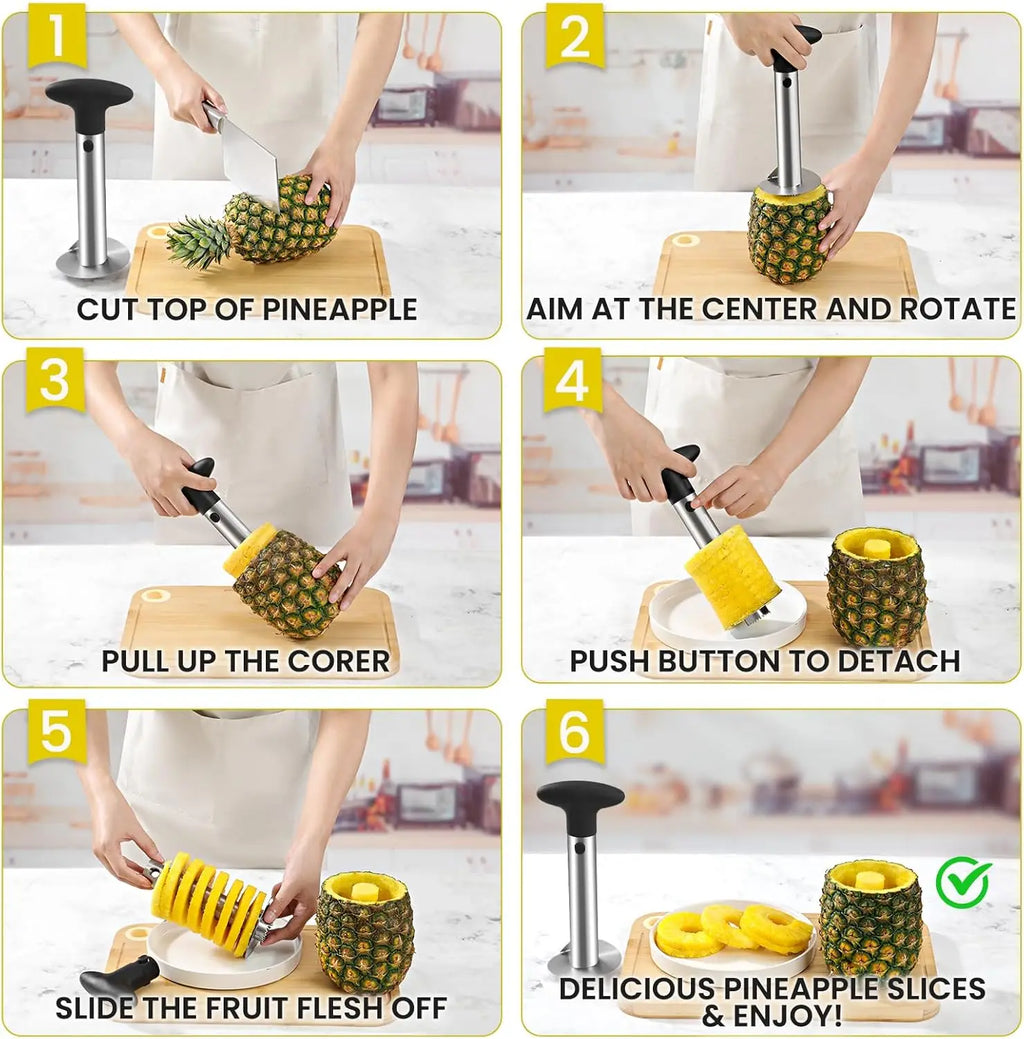 Stainless Steel Pineapple Corer & Slicer – Serrated Blade Tool