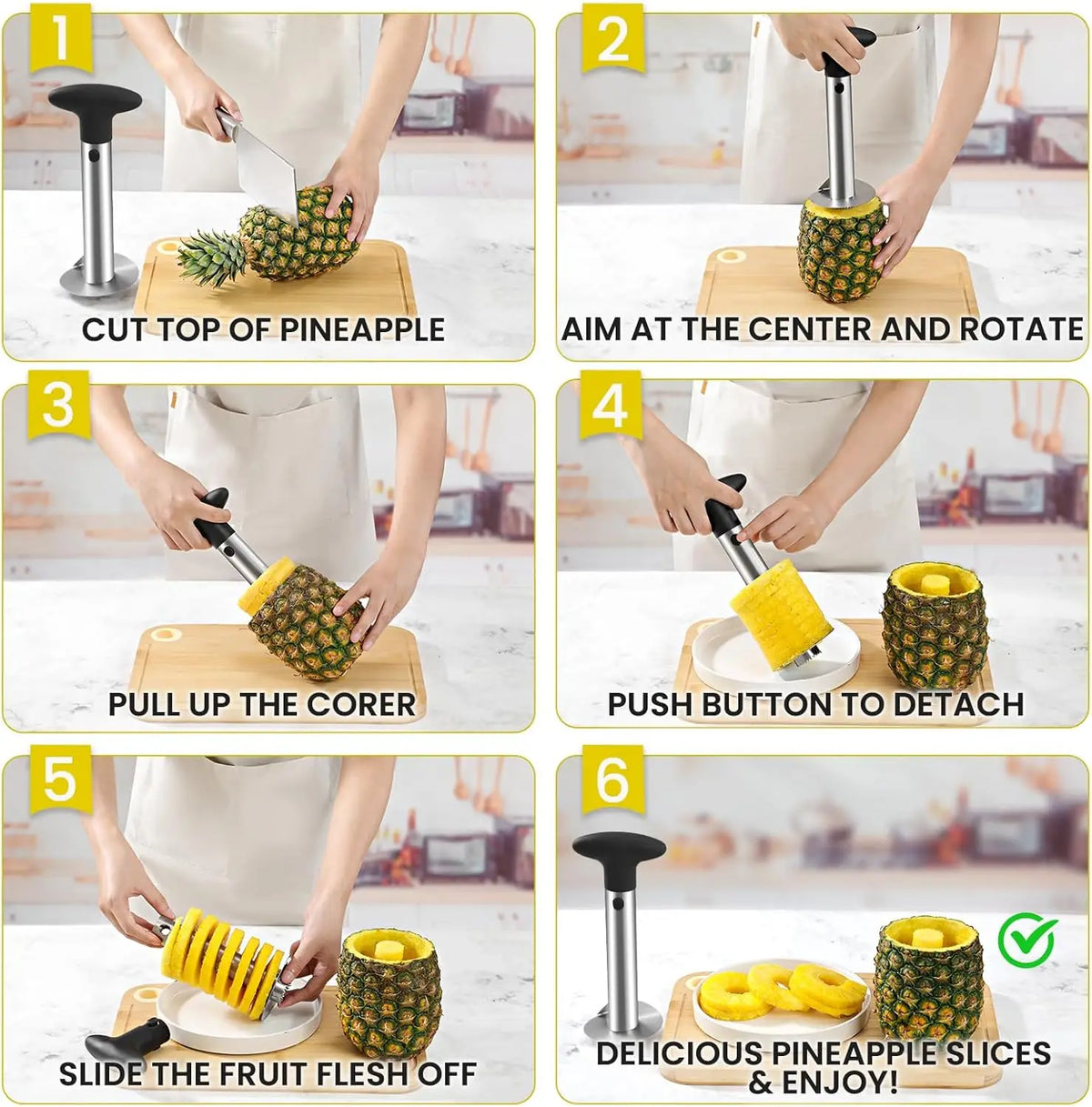 Stainless Steel Pineapple Corer & Slicer – Serrated Blade Tool