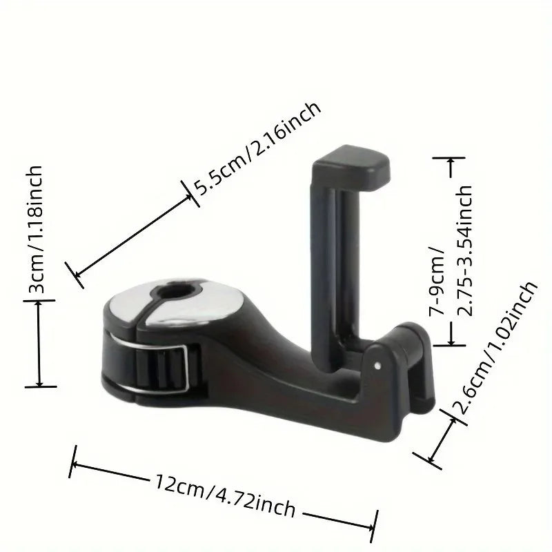2-in-1 Car Headrest Hook & Phone Holder Mount Bracket