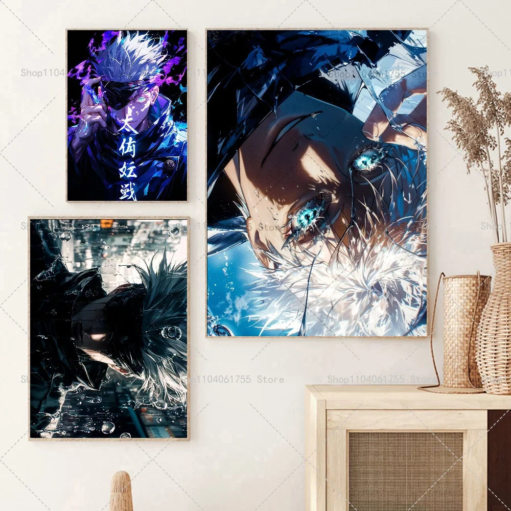 Gojo Satoru Anime Wall Poster – Self-Adhesive Waterproof Sticker