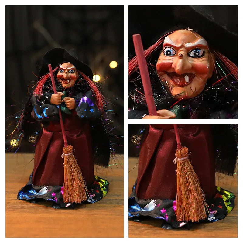 Halloween Decoration Witch Hanging Ornament Retro Broom Prop Bar