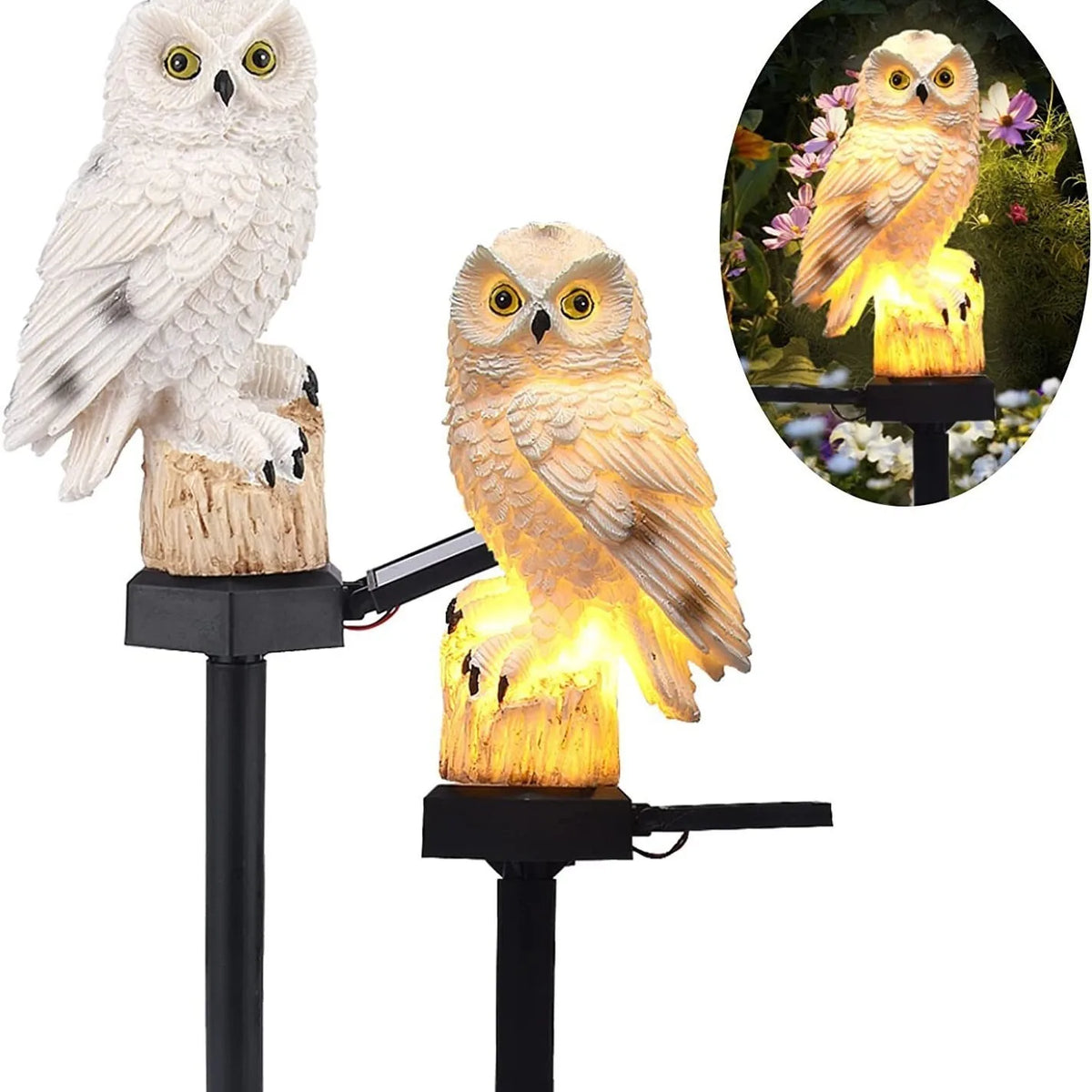 Solar Outdoor Resin Owl Lamps Animal-shaped Decorative Garden Villa