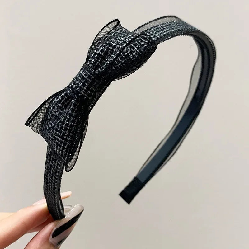 Vintage Polka Dot Organza Bow Headband – Sheer Mesh Hair Hoop