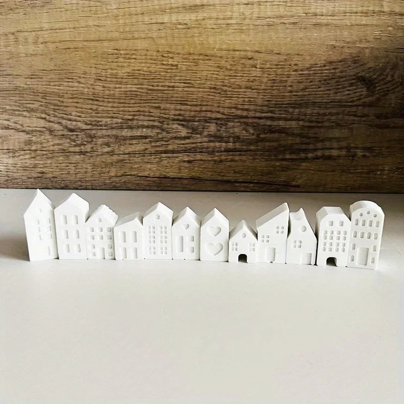 3D Nordic House Silicone Mold – 12-Hole Mini Candle & Craft Mold