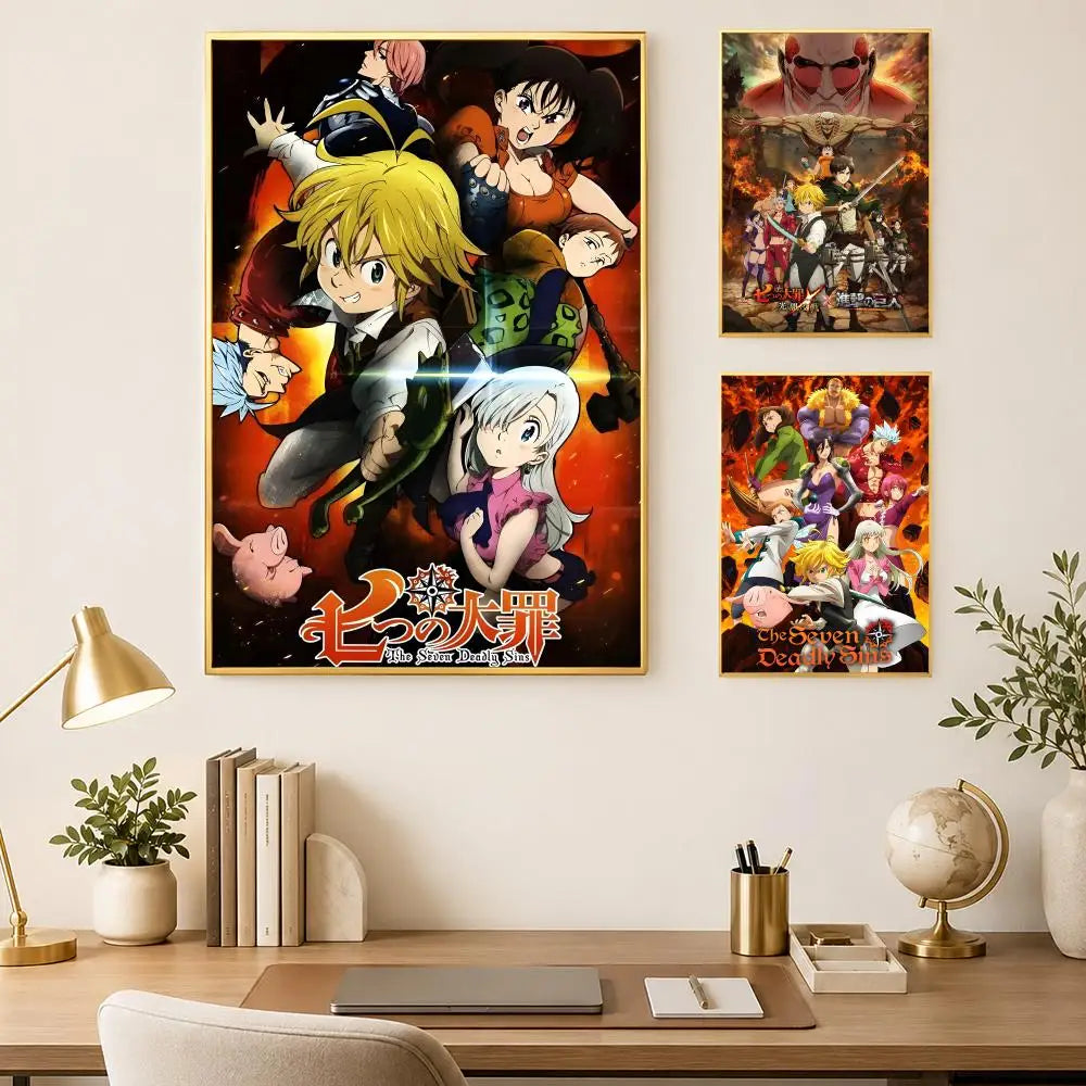 Seven Deadly Sins Anime Self-Stick HD PVC Wall Art Poster