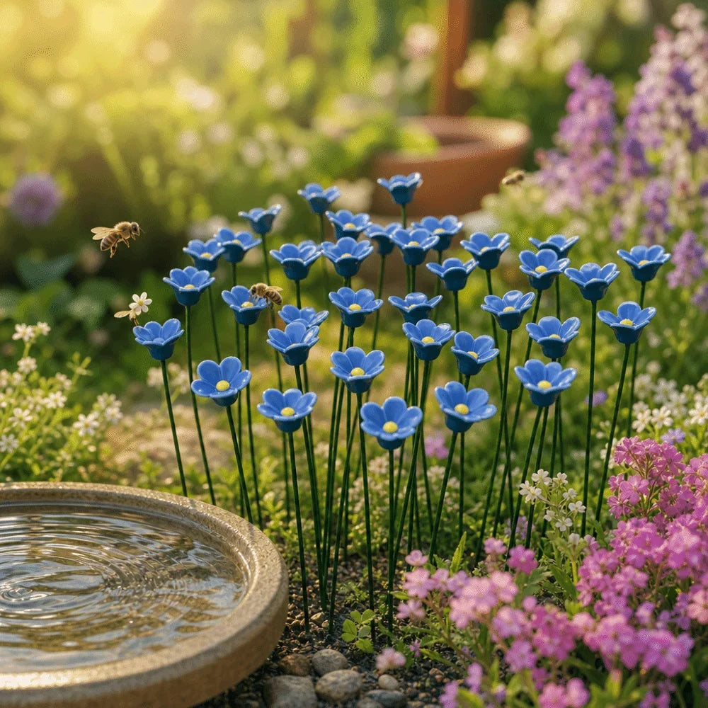 Ceramic Bee Watering Station 3-Piece Flower Garden Décor Set
