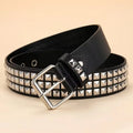 Square Rivet Punk Belt – Unisex PU Leather Jeans Belt
