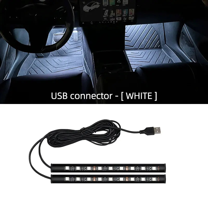 2-in-1 LED Car Neon Atmosphere Foot Light – USB & 12V