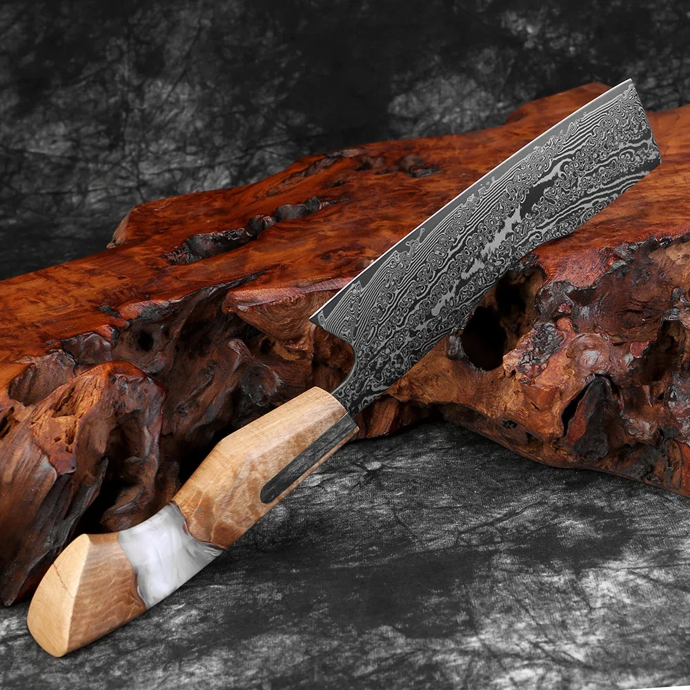 XITUO 7" Japanese Nakiri Knife – Damascus Steel Vegetable Cleaver