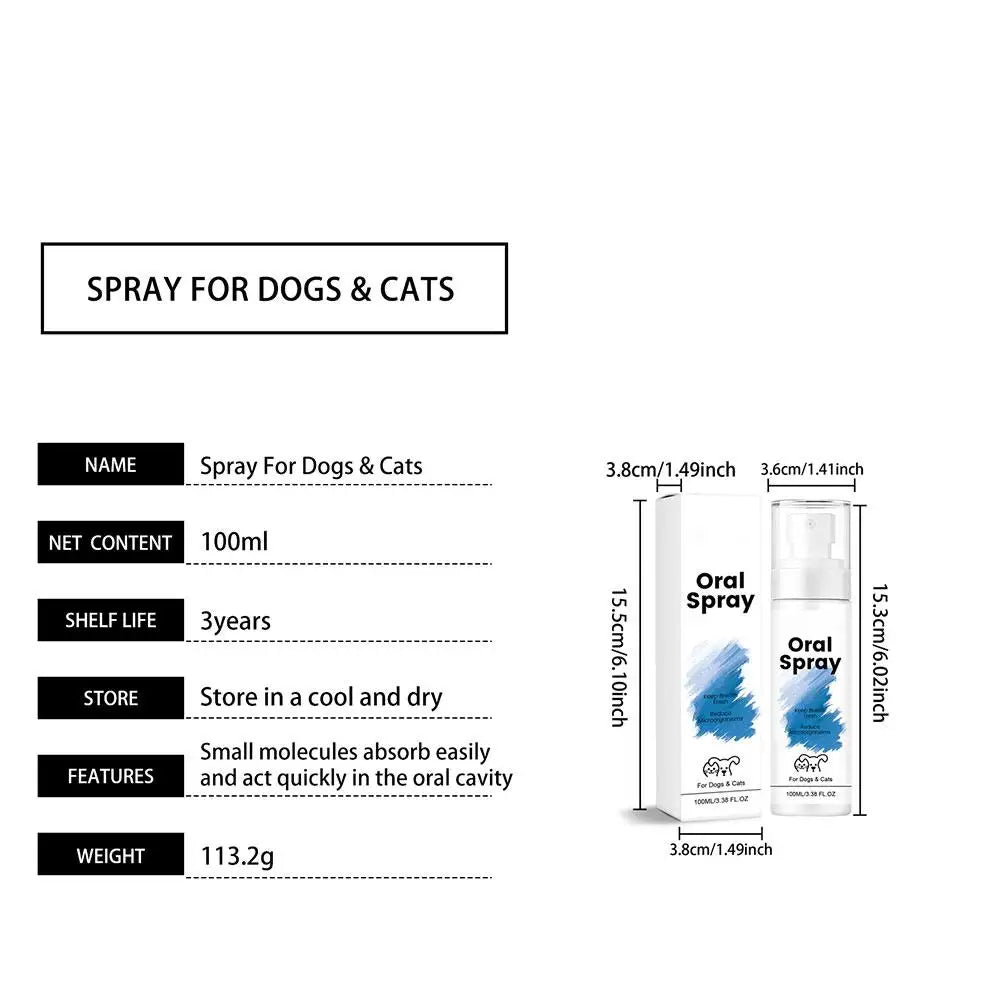 Pet Breath Spray for Dogs & Cats | Fresh Oral Hygiene 100ml