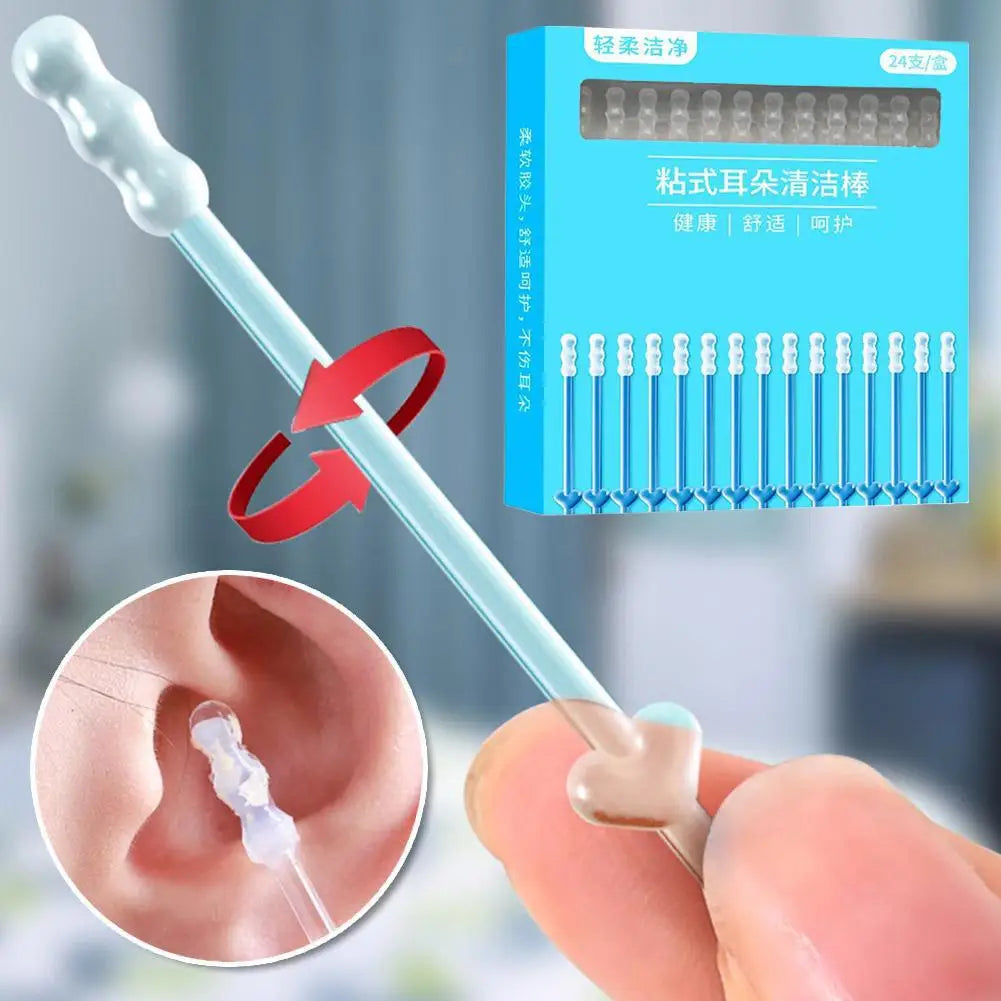 SADOER 24-Pack Silicone Sticky Ear Wax Remover Picks – Kids & Adults