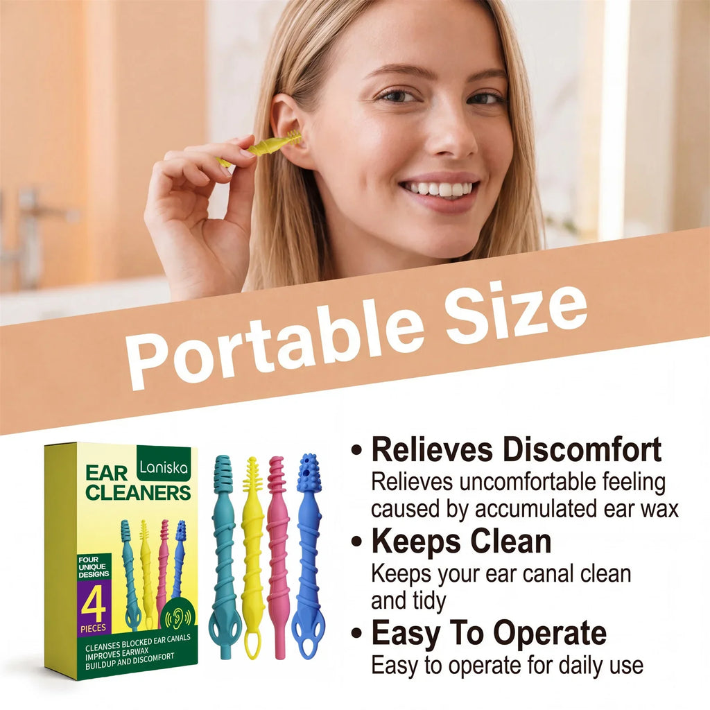 4-Piece Silicone Ear Wax Remover Kit – 4 Unique Heads