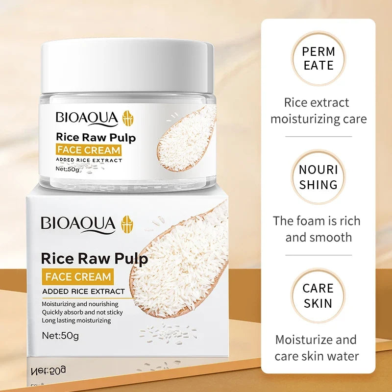 BIOAOUA Rice Puree Face Cream – Hydrating & Brightening 50g