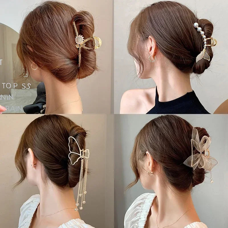 2-Pack Metal Geometric Hollow Hair Claw Clips & Barrettes