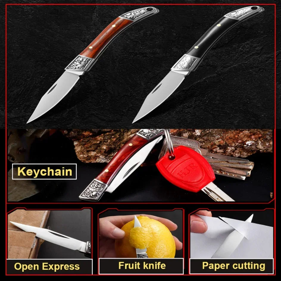 Mini Folding Pocket Knife – Stainless Steel Keychain Fruit Knife