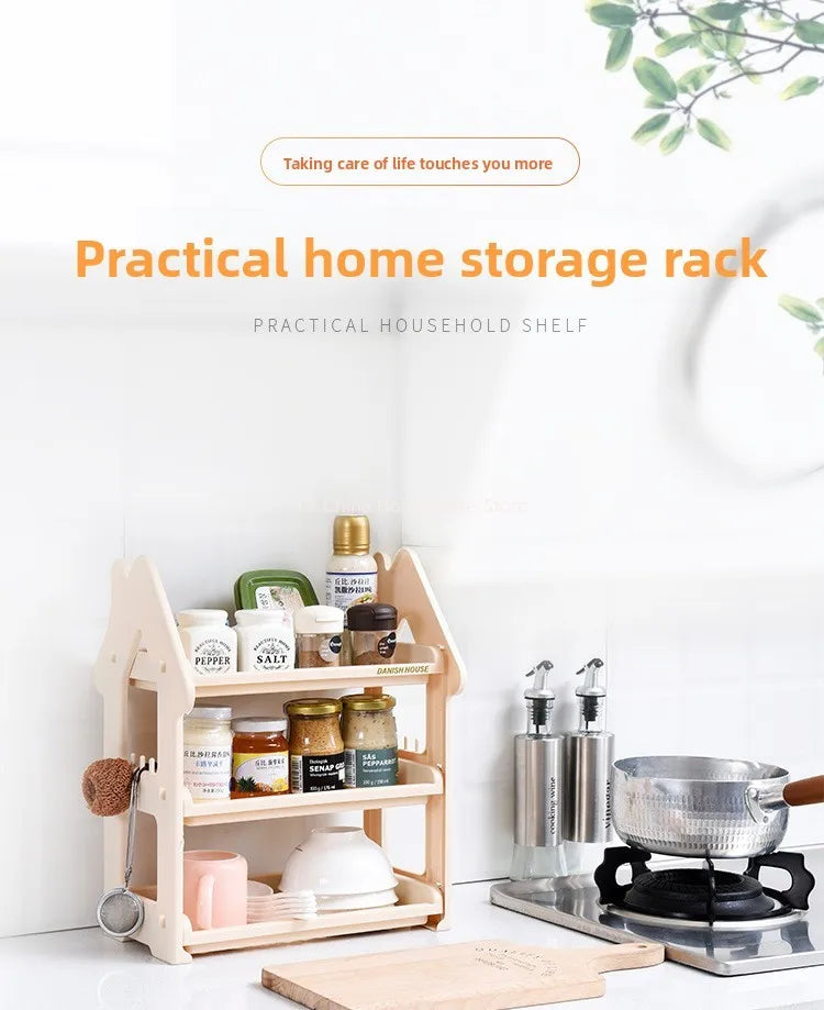 Small House 2 3 Layer Kitchen Spice Rack Organizer Plastic Condiment