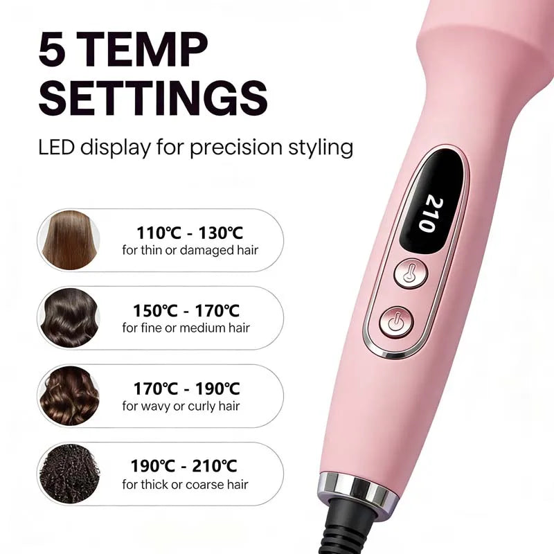 Ionic Hair Styling Brush Set | Digital Temp Curling Wand Comb