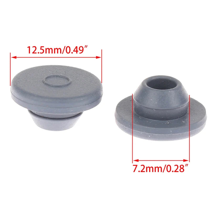 100 Self-Sealing Butyl Rubber Injection Ports for 13mm Jars