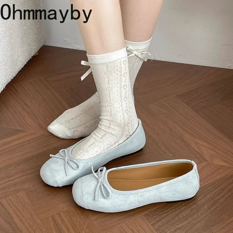 Butterfly-Knot Women's Mary Jane Ballet Flats | Slip-On Dress Shoes