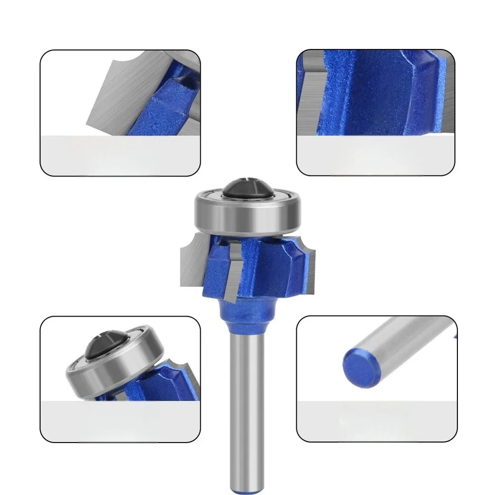 4-Flute Router Bit Set 8mm Shank – R1 R2 R3 Edge Trimmer