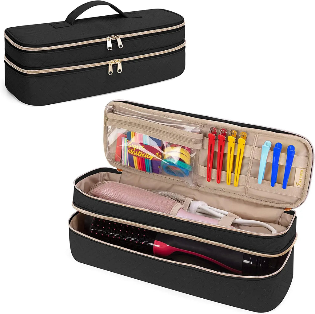 Double-layer Travel All-in-one Hair Dryer Storage Bag Curling Wand