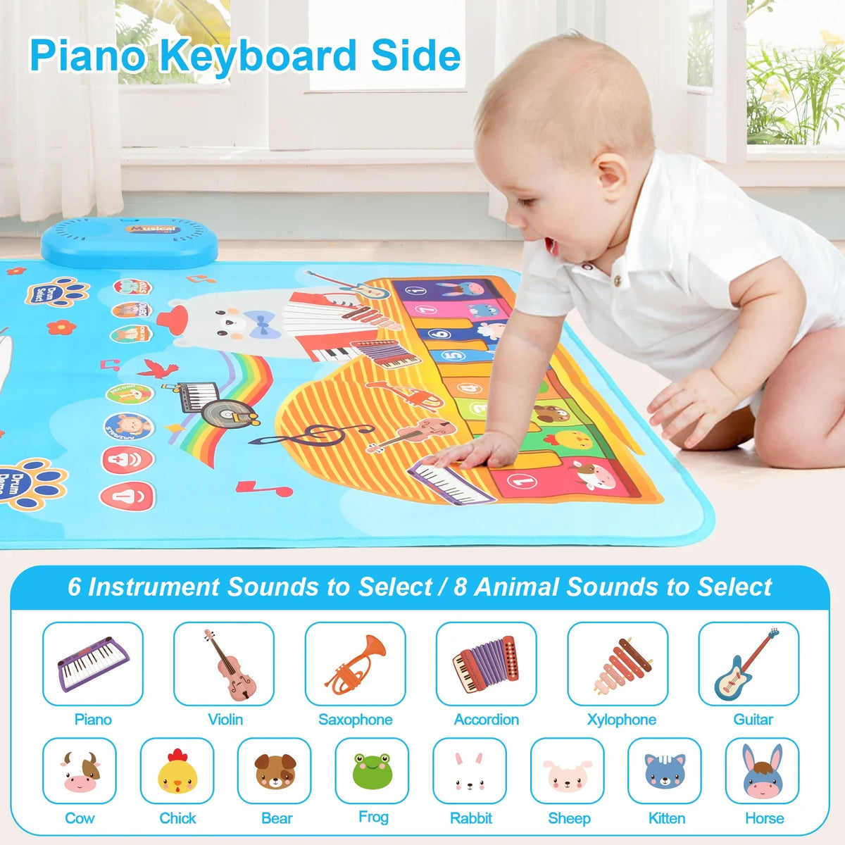 80x50cm Cartoon Musical Piano Mat Floor Play Kids Educational Toys