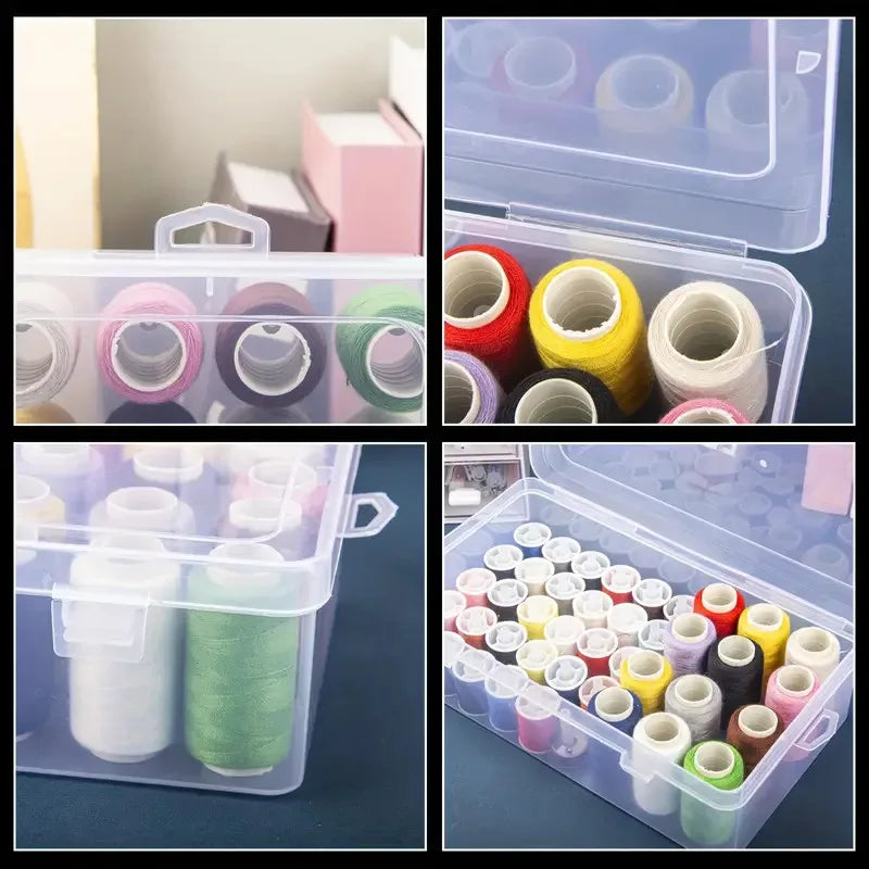 Clear Plastic Sewing Thread Storage Box 42 Slots Craft Spool Holder