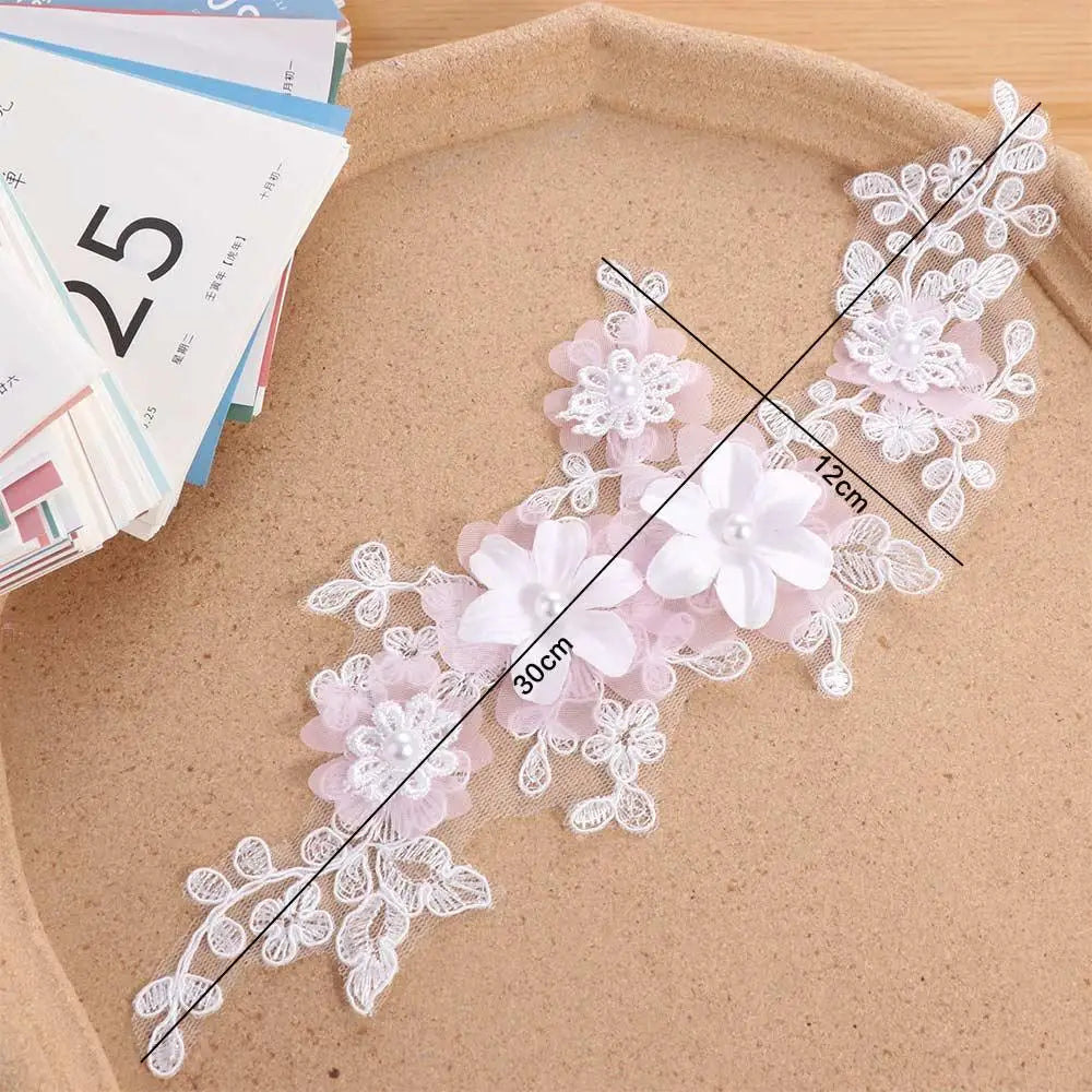 3D Flower Applique Beaded Lace Patch for Wedding Dresses