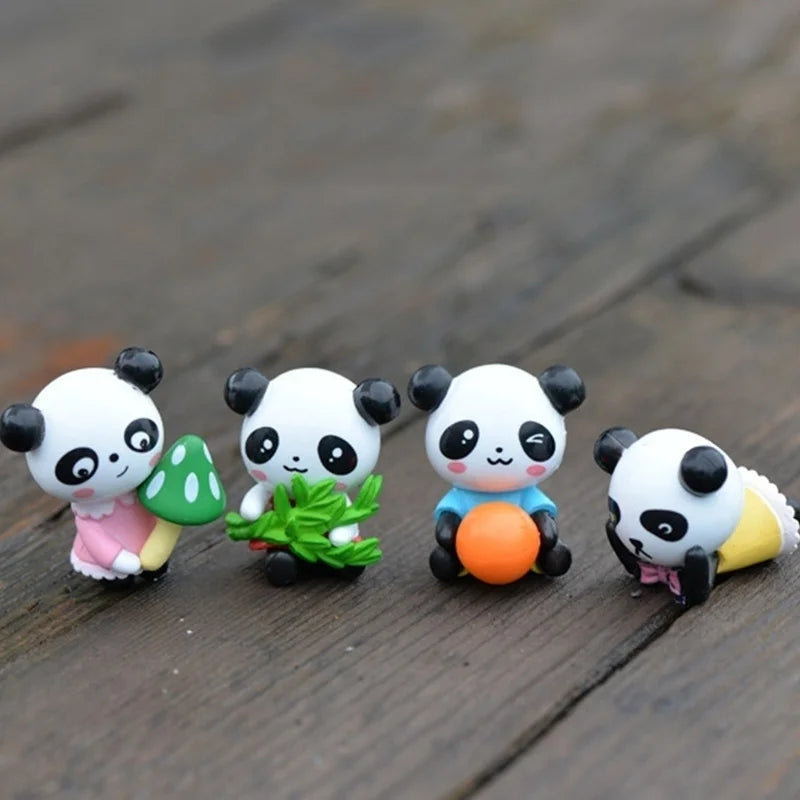4-Pack Mini Panda Figurines – Fairy Garden & Terrarium Décor