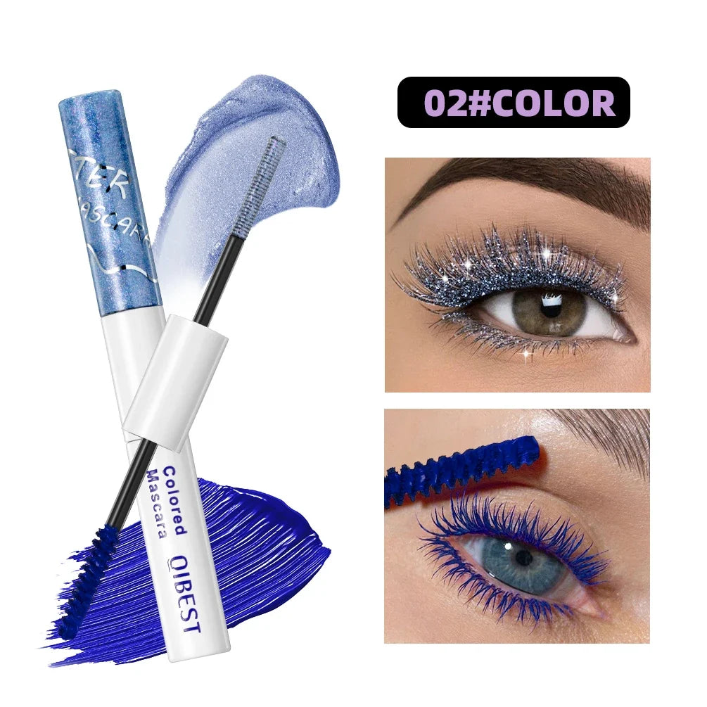 QiBest 2-in-1 Glitter & Color Mascara | Voluminous Lashes