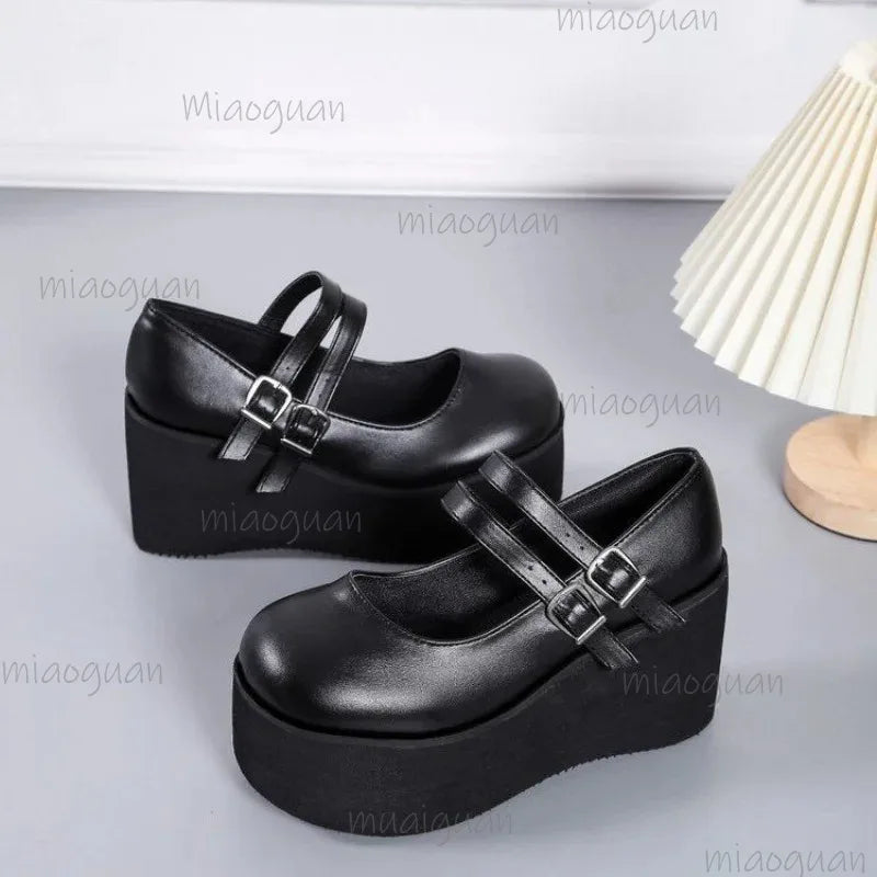 Women's Lolita Mary Jane Wedge Pumps | Gothic Punk High Heels