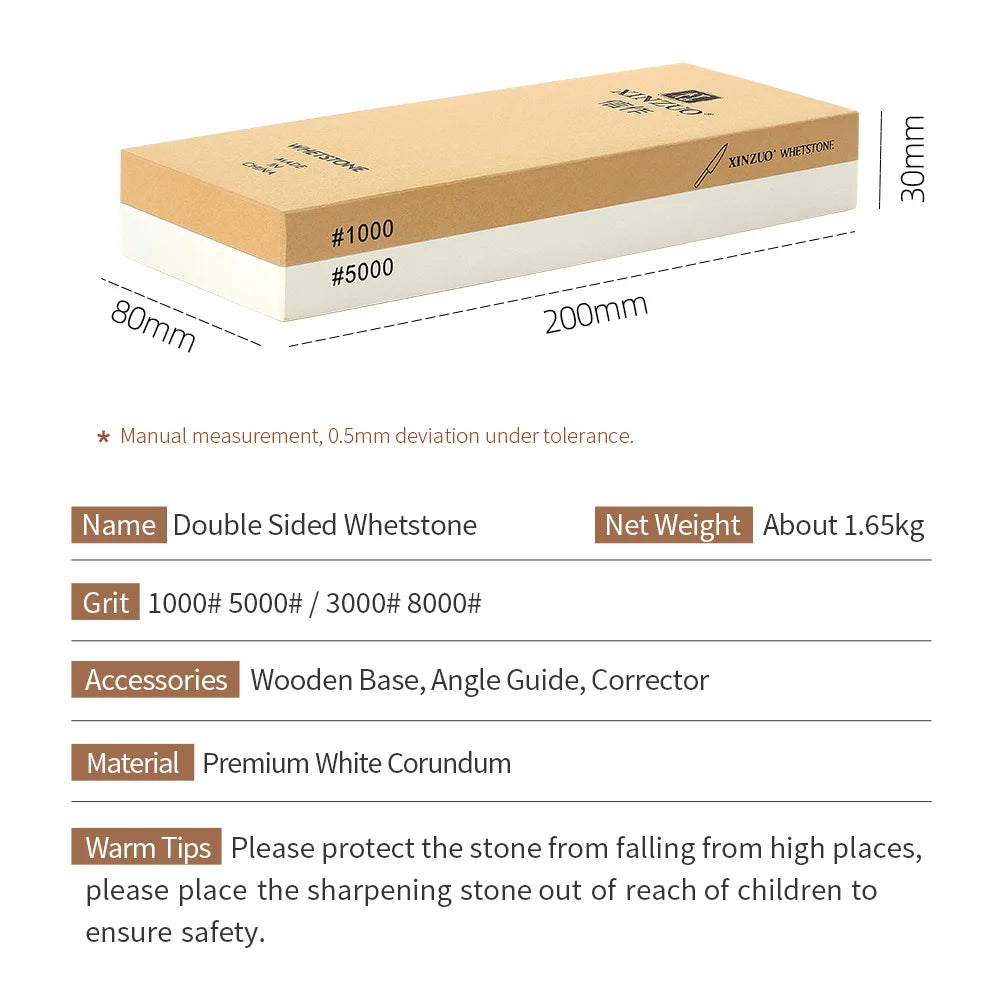 XINZUO Double-Sided Whetstone 1000/5000 or 3000/8000 Grit + Guide