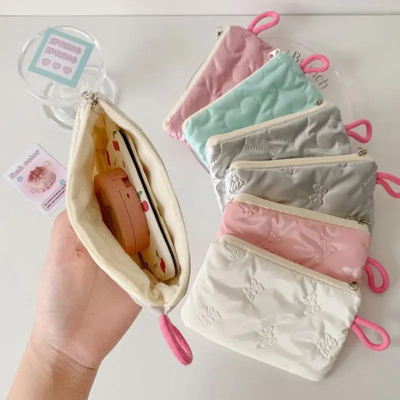 Heart Bow Coin Purse Zipper Cosmetic Pouch – Mini Organiser